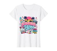 Retro 80s 90s Nostalgie Summer Vibes Beach Boombox Vacation T-Shirt Graphique avec Valeur