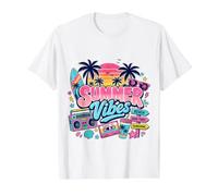 Retro 80s 90s Nostalgie Summer Vibes Beach Boombox Vacation T-Shirt Graphique avec Valeur