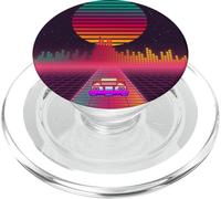 Retro 80s Cyberpunk Synthwave Sunset Voiture Rapide dans la PopSockets PopGrip pour MagSafe