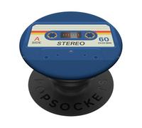 Retro 80's Music Cassette Tape Pretend Costume Graphic Blue PopSockets PopGrip Adhésif