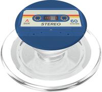 Retro 80's Music Cassette Tape Pretend Costume Graphic Blue PopSockets PopGrip pour MagSafe