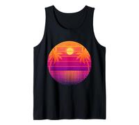 Retro 80s Vaporwave Palm Trees Sunset - Synthwave Art Tee Débardeur