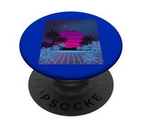 Retro 80s Vaporwave Palm Trees Sunset - Synthwave Art Tee PopSockets PopGrip Adhésif