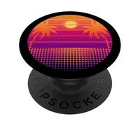 Retro 80s Vaporwave Palm Trees Sunset - Synthwave Art Tee PopSockets PopGrip Adhésif