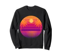 Retro 80s Vaporwave Palm Trees Sunset - Synthwave Art Tee Sweatshirt