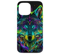 Rétro 80s Vaporwave Synthwave Wolf Coloré Noir Lumière Cool Coque pour iPhone 13 Pro Max