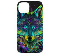 Rétro 80s Vaporwave Synthwave Wolf Coloré Noir Lumière Cool Coque pour iPhone 15 Plus