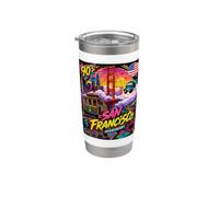 Retro 90s San Francisco California Skyline City By The Bay Gobelet isotherme en acier inoxydable double paroi