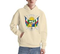 Rétro Afrique Centrale Emblème National Lignes Afrique Centrale Emblème National Imprimé Hoodie pour Hommes Sweatshirt Confortable Pull À Capuche Décontracté pour Usage Quotidien Activités De Loisirs