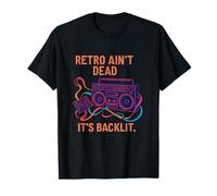 Retro Ain't Dead Vaporwave Cassette Boombox rétroéclairée T-Shirt