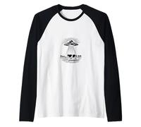 Retro Alien OVNI Vache Enlèvement Faisceau Cosmique Sci-FI Manche Raglan