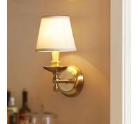 Retro All Copper Fabric Wall Lights Living Room Bedroom Bedside Mirror Front Lamp Aisle Staise Lamp,Energy Conservation Wall Light