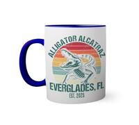 Retro Alligator Alcatraz Florida Tasse à l'intérieur de couleur bleu avec poignée 330ml