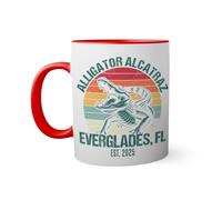 Retro Alligator Alcatraz Florida Tasse à l'intérieur de couleur rouge avec poignée 330ml