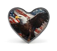 Retro American Flag Bald Eagle Brooch Pins Heart Badge Collar Lapel Pins Dress Coat Accessories for Women Men