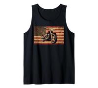 Retro American Flag Motor Bike Adventure Motorcycle Débardeur