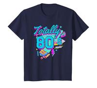Rétro années 1980 coloré Totally 80's Funny 80 Rave fête à thème T-Shirt, Enfant, Bleu Marine, 4 Ans