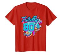 Rétro années 1980 coloré Totally 80's Funny 80 Rave fête à thème T-Shirt, Enfant, Rouge, 8 Ans