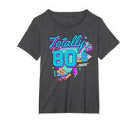Rétro années 1980 coloré Totally 80's Funny 80 Rave fête à thème T-Shirt, Femme Grandes Tailles, Chiné Foncé, 5X