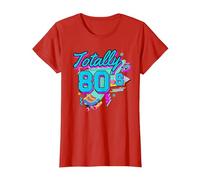 Rétro années 1980 coloré Totally 80's Funny 80 Rave fête à thème T-Shirt, Femme, Rouge, XXL