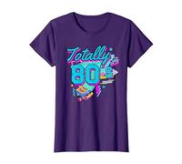 Rétro années 1980 coloré Totally 80's Funny 80 Rave fête à thème T-Shirt, Femme, Violet, M