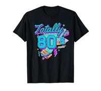 Rétro années 1980 coloré Totally 80's Funny 80 Rave fête à thème T-Shirt, Homme, Noir, S