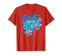 Rétro années 1980 coloré Totally 80's Funny 80 Rave fête à thème T-Shirt, Homme, Rouge, XXL