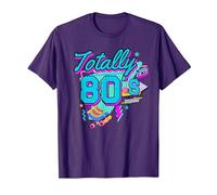 Rétro années 1980 coloré Totally 80's Funny 80 Rave fête à thème T-Shirt, Homme, Violet, XXL