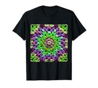 Rétro années 70 géométrique Fleur Graphique Rose Vert T-Shirt Graphique avec Valeur