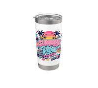 Rétro années 80 90 nostalgie été Vibes Tropical Beach Vacation Gobelet isotherme en acier inoxydable double paroi