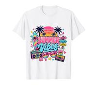 Rétro années 80 90 Nostalgie été Vibes Tropical Beach Vacation T-Shirt Graphique avec Valeur, Homme, Blanc, S