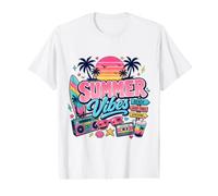 Rétro années 80 90 Nostalgie été Vibes Tropical Plage Coucher de Soleil T-Shirt Graphique avec Valeur