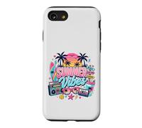 Rétro années 80 90 Nostalgie Plage Tropicale Ambiance Coucher de Soleil Palmier Coque pour iPhone SE (2020) / 7/8