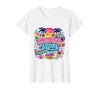 Rétro années 80 90 Nostalgie Plage Tropicale Ambiance Coucher de Soleil Palmier T-Shirt Graphique avec Valeur