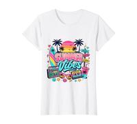 Rétro années 80 90 Nostalgie Plage Tropicale Ambiance Coucher de Soleil Palmier T-Shirt Graphique avec Valeur