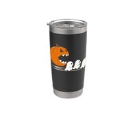 Rétro années 80 Arcade Halloween Pixel Citrouille Fantômes Gobelet isotherme en acier inoxydable double paroi