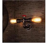 Rétro Applique murale industrielle tuyau d'eau vintage Métal avec 2 Douille E27 éclairage lumière Decoratif E27 pour salon cuisine