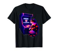 Rétro Arcade Gamer Chat - Appuyez sur Patte pour Continuer T-Shirt
