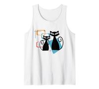 Retro Atomic Age Mid-Century Twin Cat Vintage Modern Design Débardeur