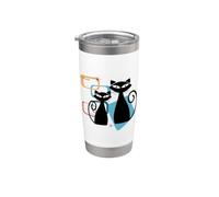 Retro Atomic Age Mid-Century Twin Cat Vintage Modern Design Gobelet isotherme en acier inoxydable double paroi