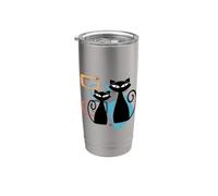 Retro Atomic Age Mid-Century Twin Cat Vintage Modern Design Gobelet isotherme en acier inoxydable double paroi