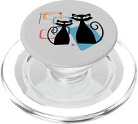 Retro Atomic Age Mid-Century Twin Cat Vintage Modern Design PopSockets PopGrip pour MagSafe