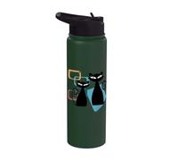 Retro Atomic Age Mid-Century Twin Cat Vintage Modern Design Stainless Steel Insulated Water Bottle