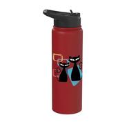 Retro Atomic Age Mid-Century Twin Cat Vintage Modern Design Stainless Steel Insulated Water Bottle