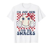 Retro Baseball Sister I'm Just Here for the Snacks Girls Mom T-Shirt