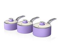 Retro Batterie de Cuisine 3 Casseroles 16 18 20cm Induction Antiadhésive Ceramic SWAN SWPS3020PURN Violet 45505