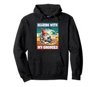 Retro Beach Gnome Reading Book Graphic Funny Teacher Summer Sweat à Capuche