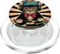 Retro Beats Feline DJ Cat Rétro Synthwave Kitty Mix PopSockets PopGrip pour MagSafe