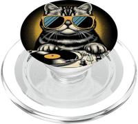 Retro Beats Feline DJ Cat Rétro Synthwave Kitty Mix PopSockets PopGrip pour MagSafe