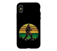 Retro Bigfoot Playing Electric Guitar Rock Sasquatch Coque pour iPhone X/XS